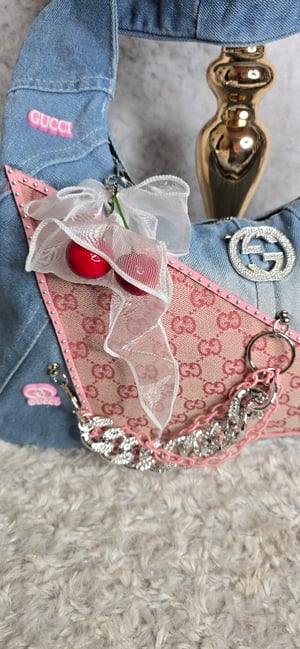 Image of Pink Gorg girl Denim shoulder bag Matching hat