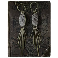 Image 3 of Zebra Coconut Jasper Solid Brass Fringe Earrings