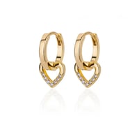 Image 2 of Heart Detail Huggie Hoop Earrings