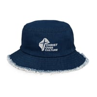 Image 2 of CHRIST over Culture Distressed denim bucket hat