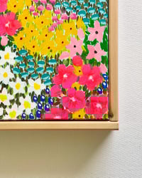 Image 4 of Joyful Blooms -  Hand painted Floral Art - 10x10 Inches; Framed