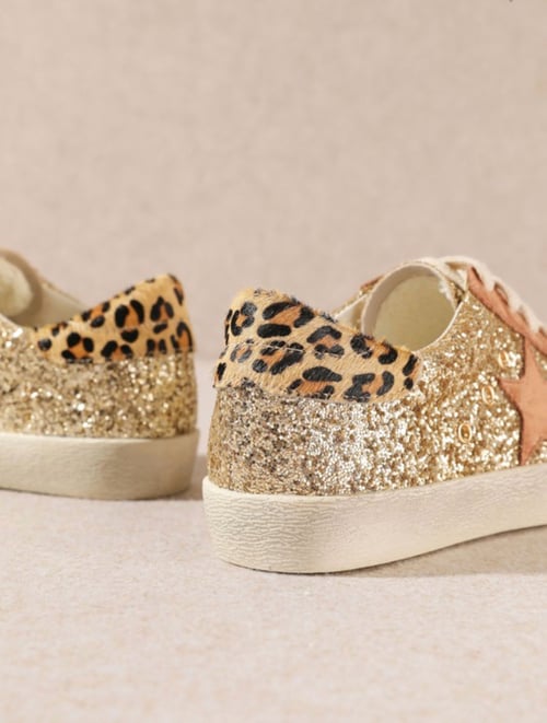 Image of Gold & Leopard Tennis Shoes p