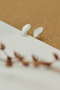 Image 1 of Small silver leaf stud earrings - Fold collection 