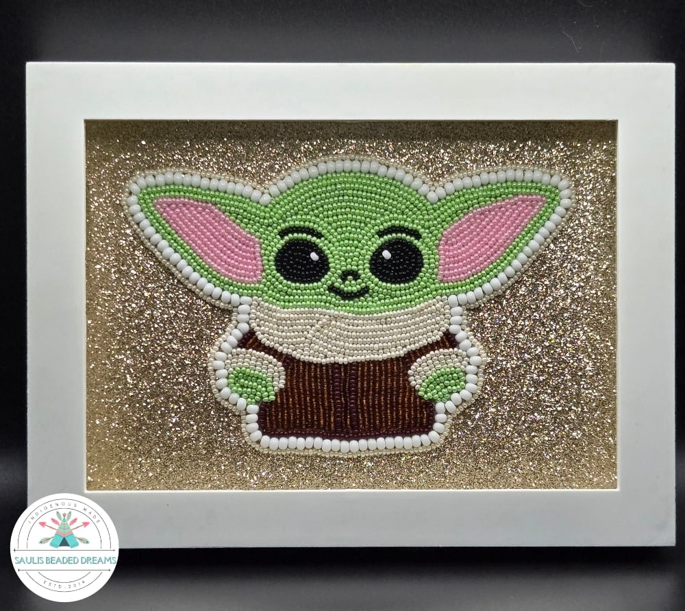 Image of 4" Beaded Grogu in Shadowbox