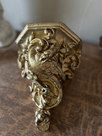 Image 1 of Console/applique murale en plâtre et feuille d'or, dragon, fin XIXème !