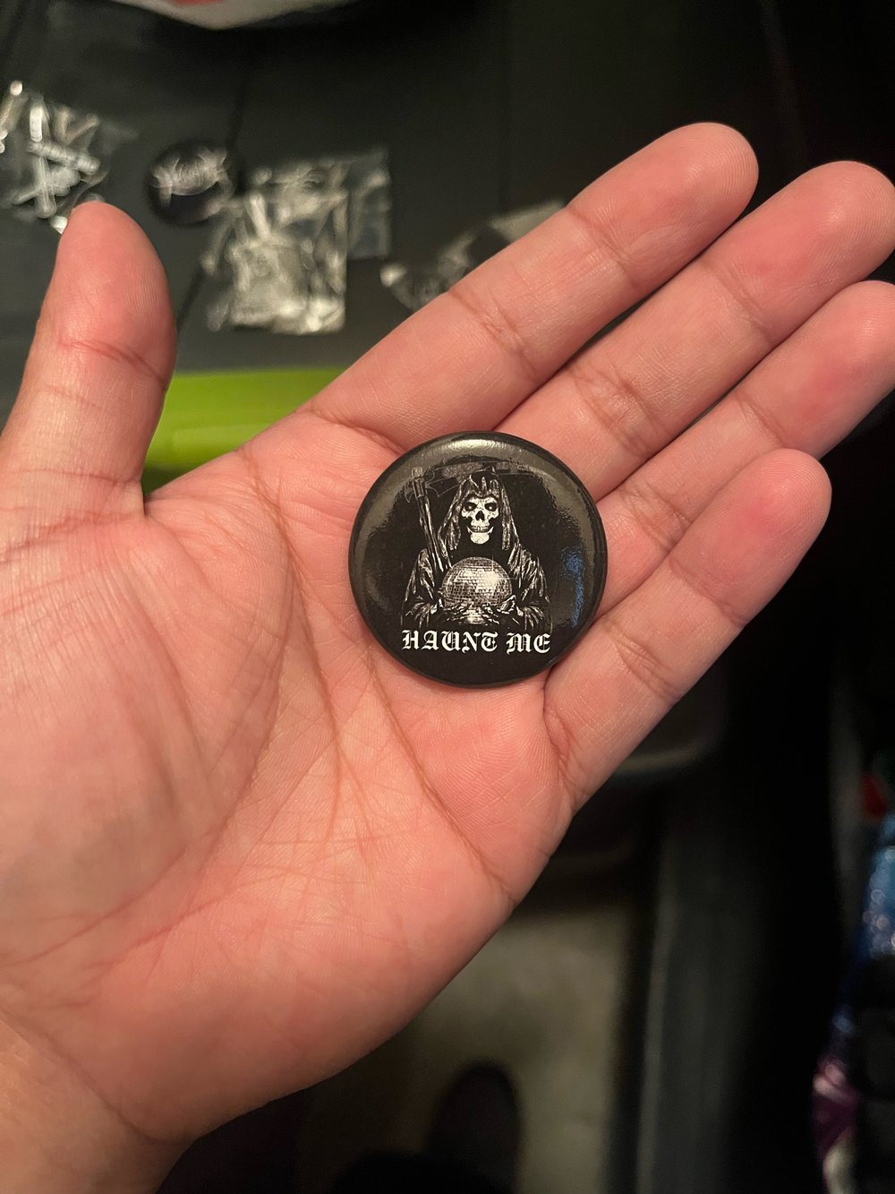 Haunt Me Round Button