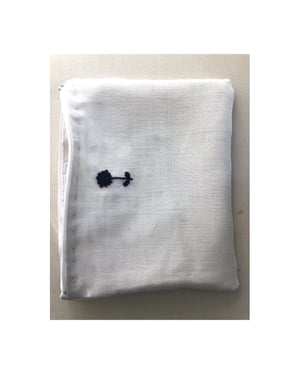 Image of petit indigo flower linen bag
