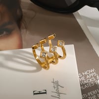 Image 1 of Stacked Solitaire Cuff Ring