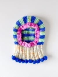 Image 7 of Sofie and Iris Striped Mint, Violet, Pastel Yellow and Lilac Mohair Balaclava
