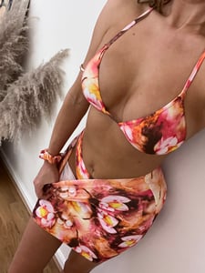 Image of Floral Print Triangle Bikini OR Wrap Skirt Set