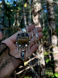 Image 1 of Tiger Eye Talisman w/ Black Sapphire & Tibetan Quartz