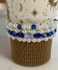 Image 3 of Cream & Blue Celestial Tumbler Bracelet Stack 