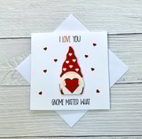 Image 1 of Handmade Gonk Love Anniversary Card - Cute Gonk Design for Couples