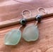 Image of Seafoam Seaglass Earrings with Sterling Silver Wire and Tahitian Pearls