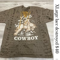 Xlarge cowboy toffee top lace destroyed
