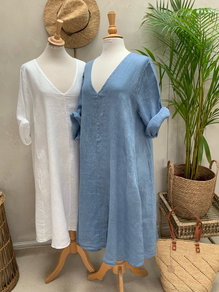 Image of Robe En Lin Alizé Bleu Jean's