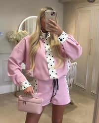 Image 6 of Pastel polka dot jacket shorts set - 7 colours 