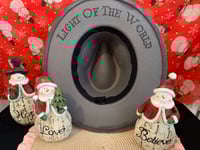 Image 4 of "Christmas Lights" Hand-Burned Narrow Brim Christmas Fedora Hat