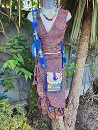 Image 7 of Pasha Co ord set top and frill wrap skirt - red and blue