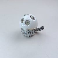 Image 4 of Gray Tabby Cat With Skull Mask Ceramic Figurine