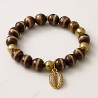 Sacred Wealth Cowrie Bracelet – Tibetan Agate for Protection & Abundance