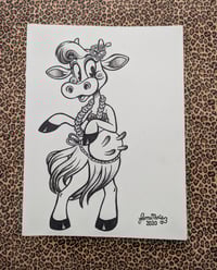Original Cow Ink Drawing