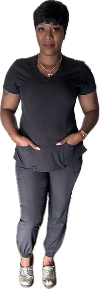 Image 5 of Black Jogger Scrub Set 