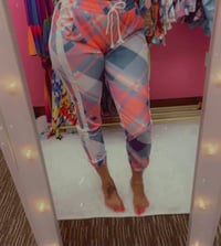 🌸🌸Plaid colorblock drawstring pockets sweat PANTS🌸🌸