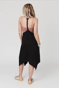 Image 5 of Morning Dew Uneven Edge Mini Dress-Black