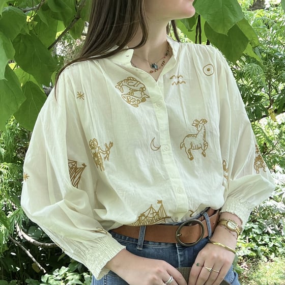 Image of Blouse Bohème "ZODIAQUE" Crème / Brodé T.U.