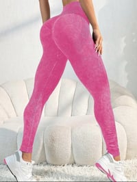 Image 1 of Ribbed Gym Leggings (pink rose) 