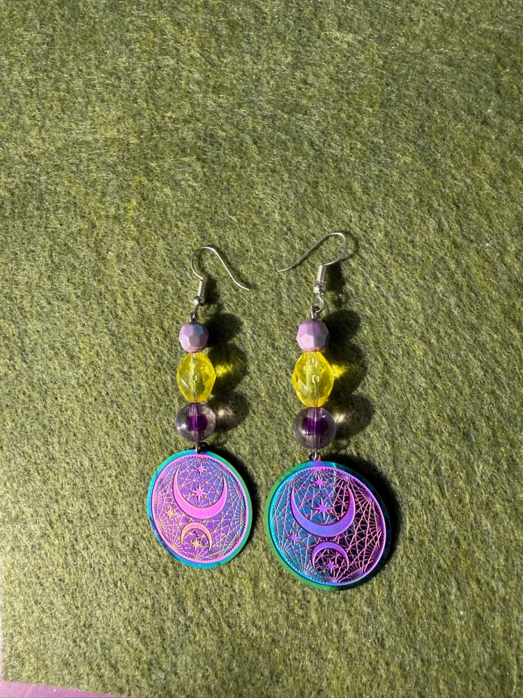 Image of ✨🌙💜 Purple moon earrings💜✨🌙