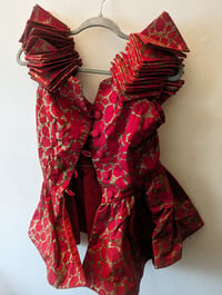 Image 1 of Red Bustier, with accordion capped sleeves