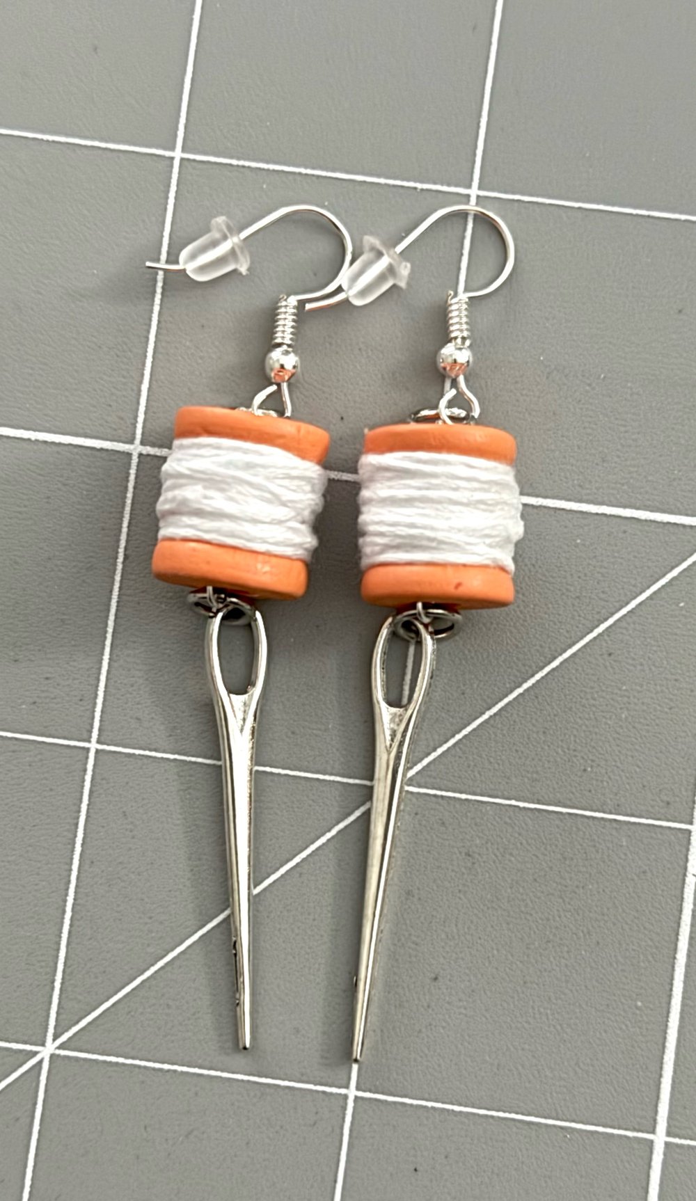 Image of Mini Thread Spool & Sewing Needle Earrings