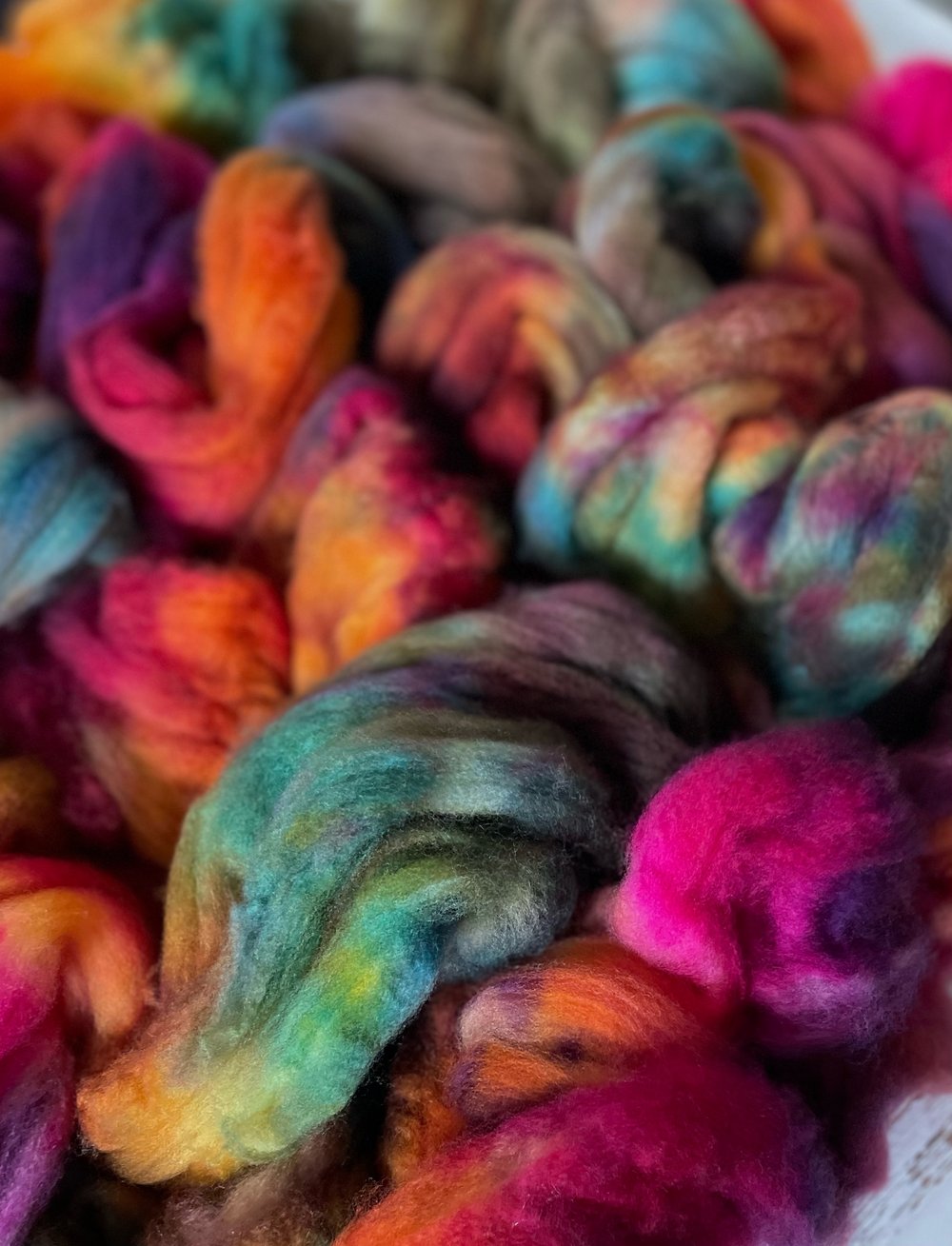 Rainbow Rust, on Super Soft: 80% fine SW Merino, 20% Cashmere