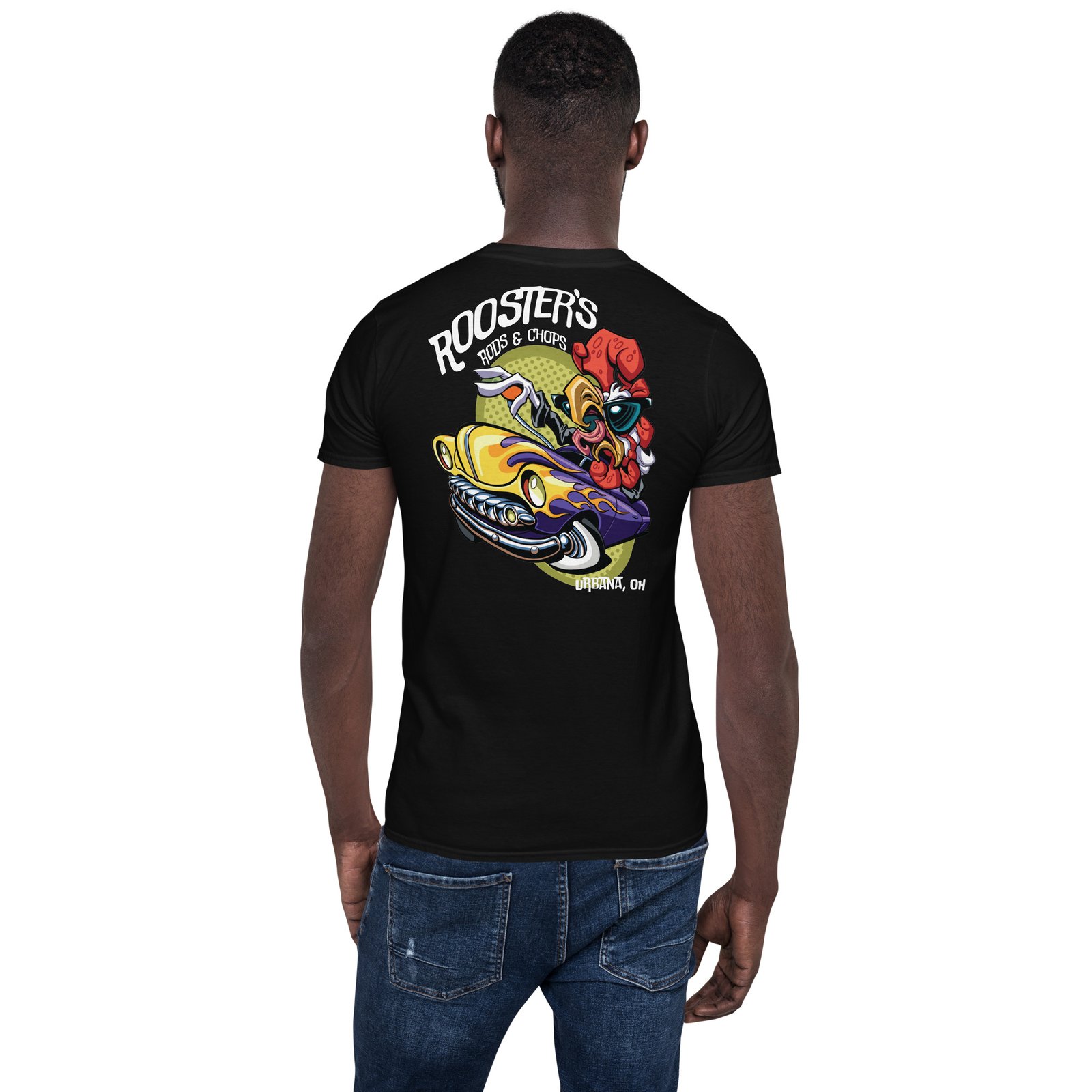Cruiz'n Rooster Black Tee | Roosters Rods and Chops