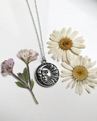Image 1 of Silver Half Moon  & Sun Pendant Necklace