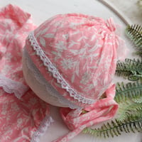 Image 2 of Millie newborn set romper and bonnet - light pink