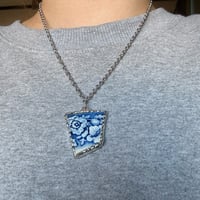 Image 1 of Blue Flower Porcelain Necklace 