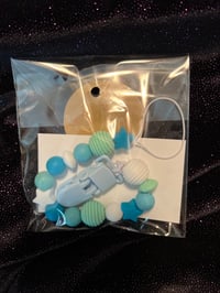 Image 3 of 12" Light Blue Silicone Bead Pacifier Clip