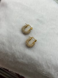 Image 1 of Chunky Pearl Small Hoops