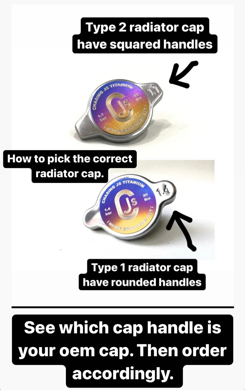 Chasing JS Type 2 Radiator Cap 1.1 Bar (Titanium)