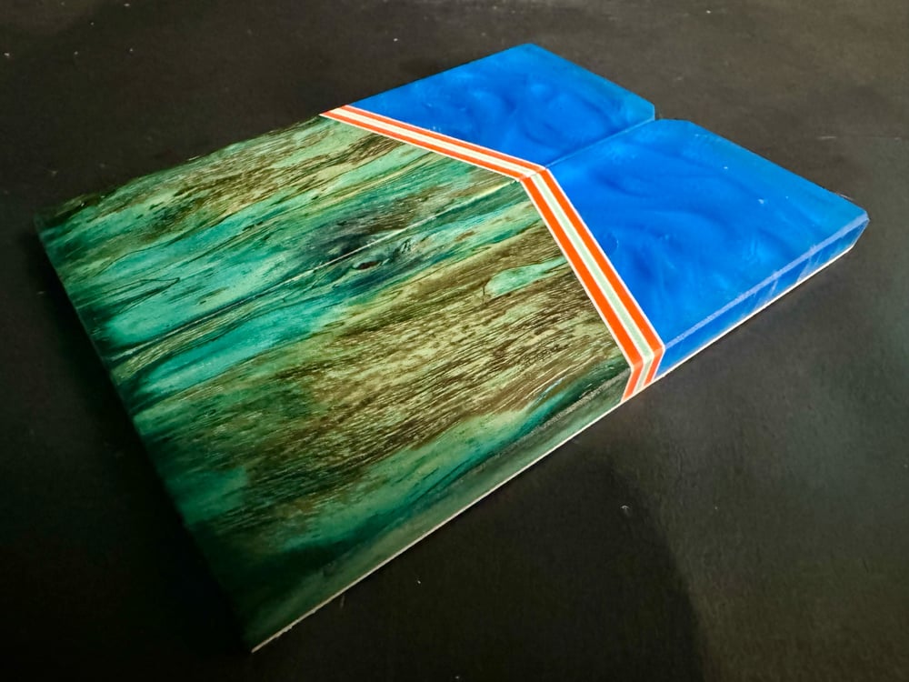 Image of Mesh Resin & Spalted Tamarind GLOW Segmented Knife Scales