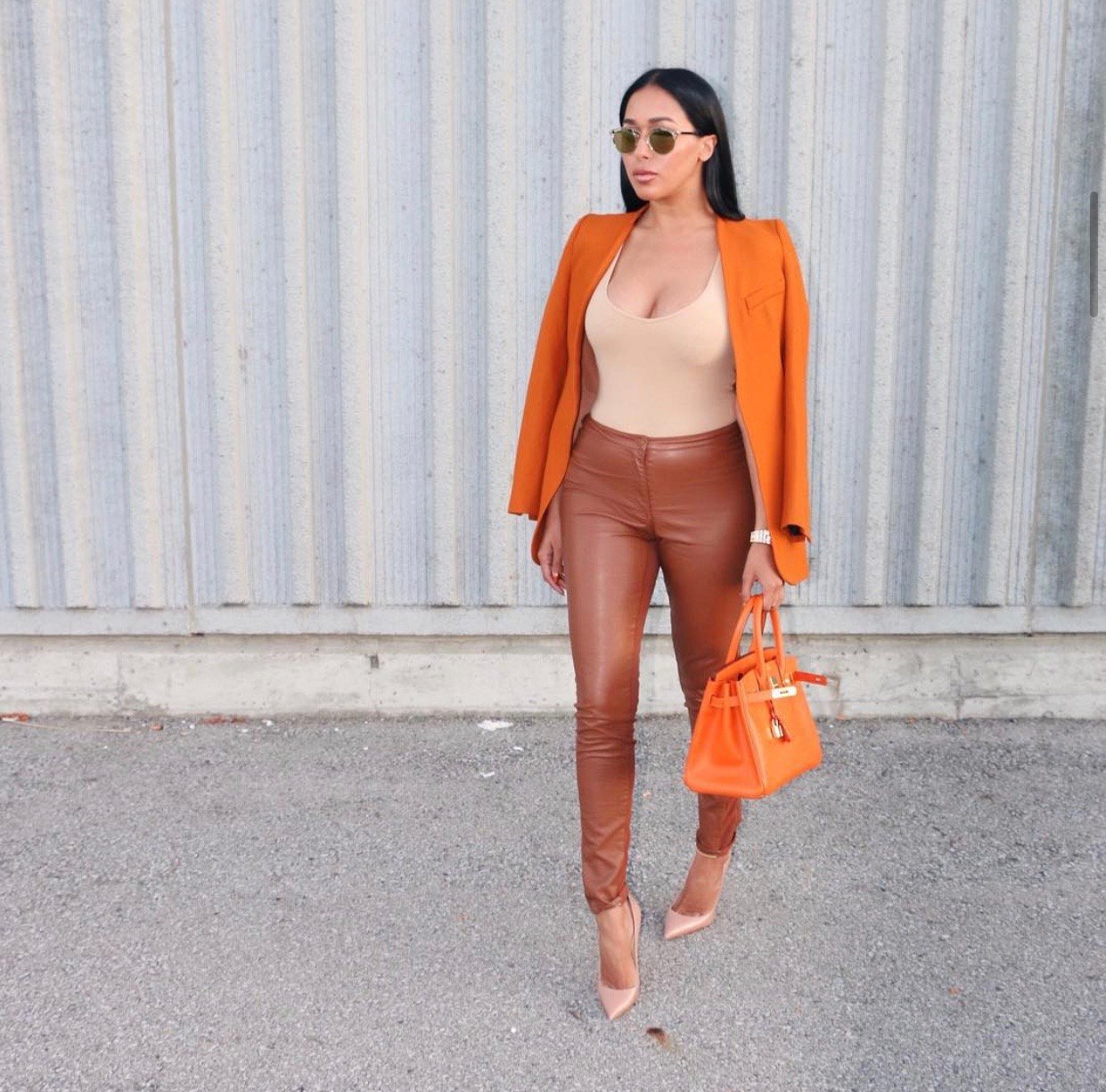 Image of ZARA AMBER TONE STRUCTURED BLAZER (XS)
