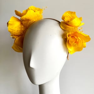 Image of Yellow silk roses headpiece 