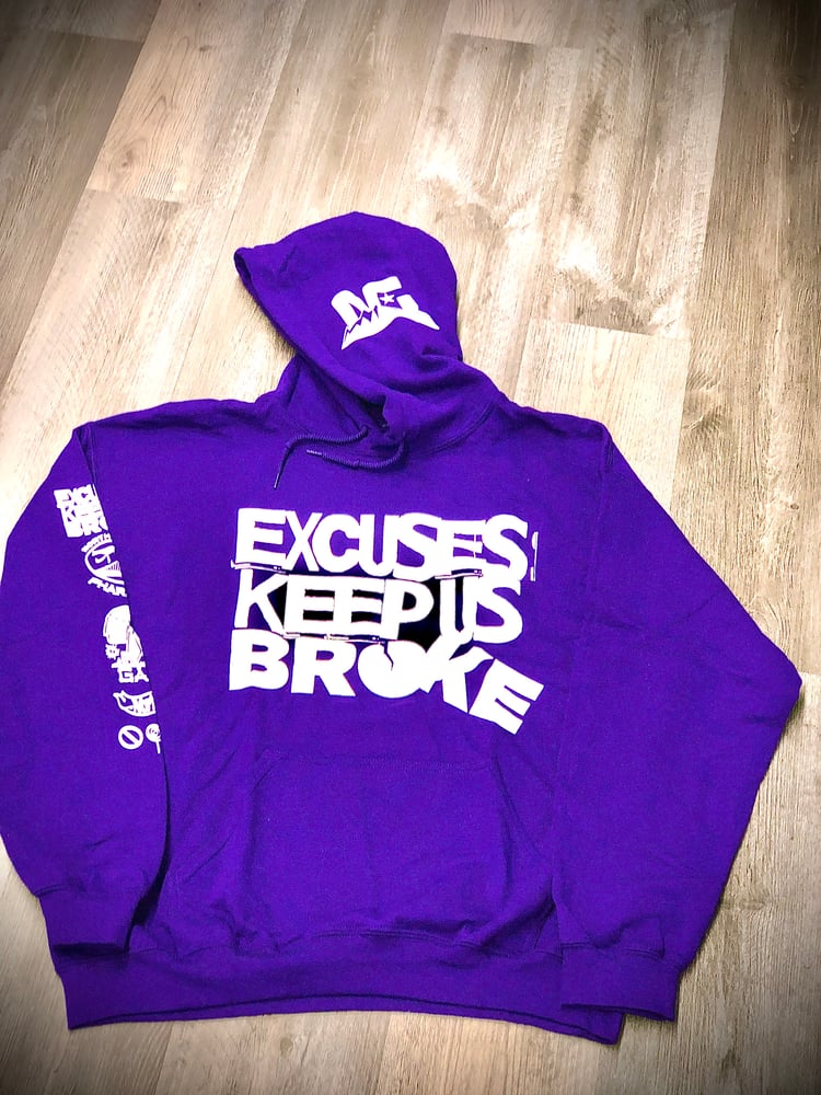 Image of Excuseskeepusbroke Purple Hoodie