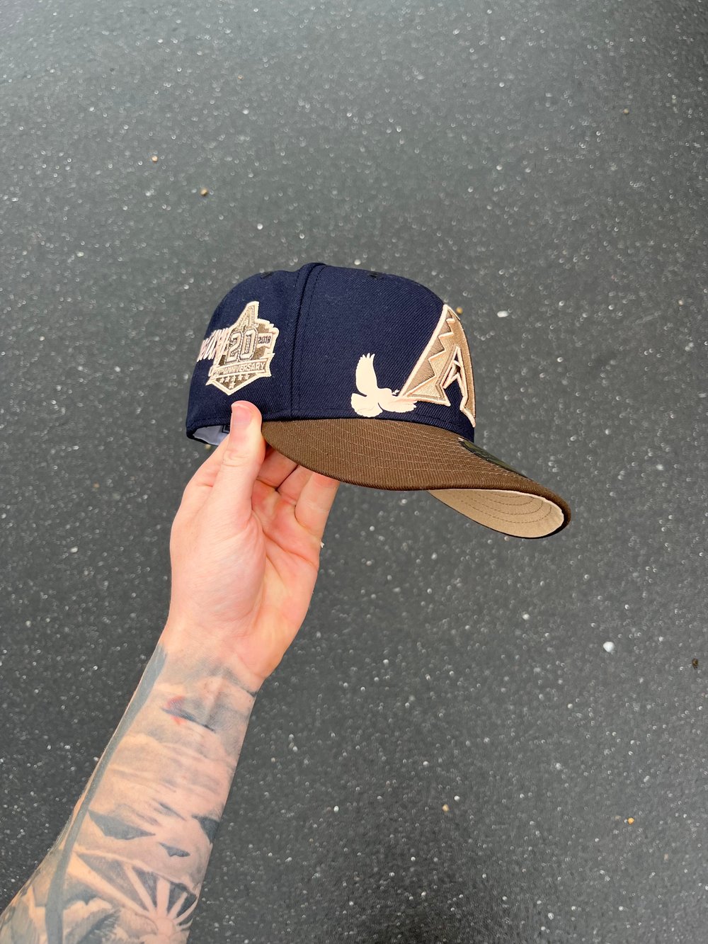 Image of TAN BRIM TRI TONE  ARIZONA DIAMOND BACKS CUSTOM FITTED CAP