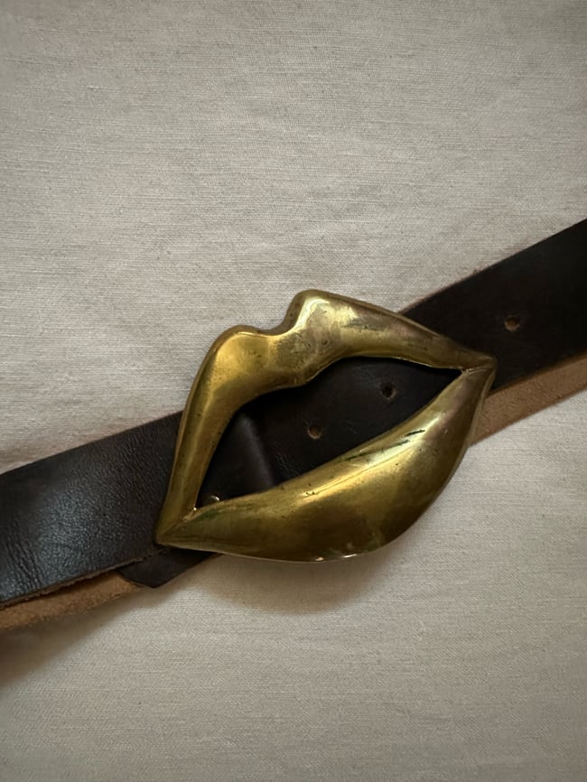 late 1960s brass STONES lips belt leather