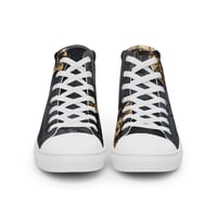 Image 9 of Gold and Black Tattered Texture Look Goth Inspired Women’s high top canvas shoes