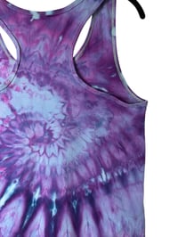Image 8 of XL Ladies Racerback Tank in Purple Haze Spiral Ice Dye